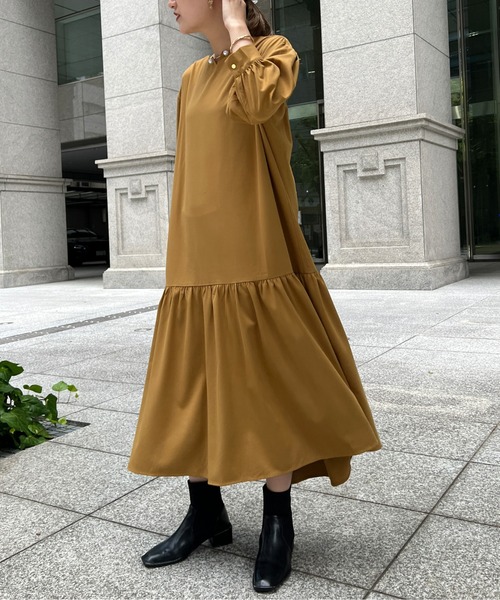 Chez toi(シェトワ)の「パールピン裾ティアードワンピース(ワンピース・レディース・ブラック/マスタード・FREE)」の21枚目の写真