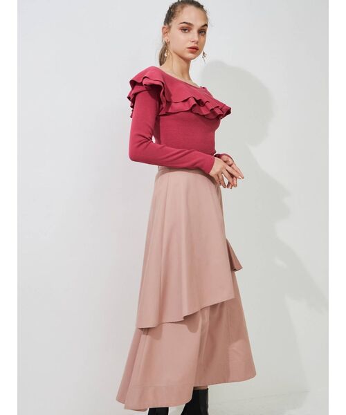 MERCURYDUO（マーキュリーデュオ）の「2WAYラッフルカーデニット（ニット/セーター・レディース・ブラック/レッド/オフホワイト/ラベンダー・FREE）」の13枚目の写真