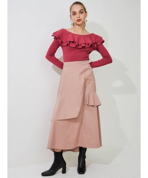 MERCURYDUO（マーキュリーデュオ）の「2WAYラッフルカーデニット（ニット/セーター・レディース・ブラック/レッド/オフホワイト/ラベンダー・FREE）」の17枚目の写真