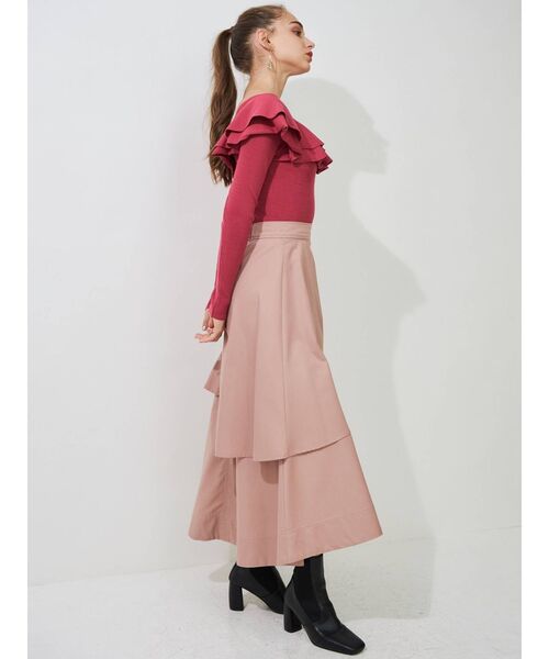 MERCURYDUO（マーキュリーデュオ）の「2WAYラッフルカーデニット（ニット/セーター・レディース・ブラック/レッド/オフホワイト/ラベンダー・FREE）」の19枚目の写真