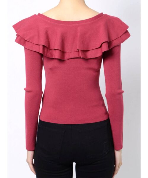 MERCURYDUO（マーキュリーデュオ）の「2WAYラッフルカーデニット（ニット/セーター・レディース・ブラック/レッド/オフホワイト/ラベンダー・FREE）」の22枚目の写真