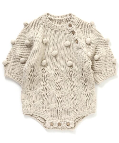 Ampersand(アンパサンド)の「premier ニットロンパス(ロンパース・キッズ・オフホワイト/ダークグリーン/ブラウン・80/60/70)」の14枚目の写真