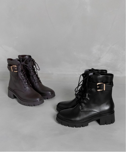 RANDA(ランダ)の「2WAY レースアップトラックソールブーツ(ブーツ・レディース・ブラック/ダークブラウン・LL/M/L/S)」の3枚目の写真