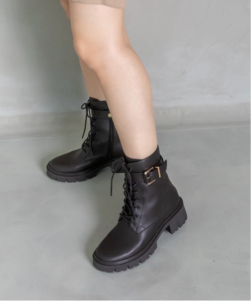 RANDA(ランダ)の「2WAY レースアップトラックソールブーツ(ブーツ・レディース・ブラック/ダークブラウン・LL/M/L/S)」の5枚目の写真