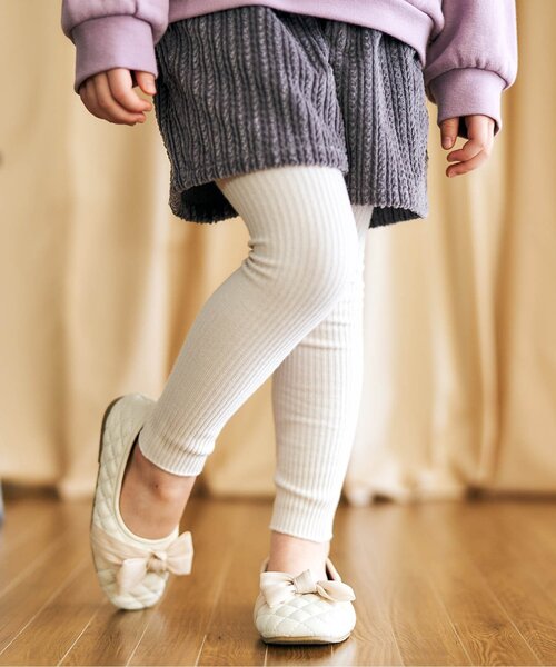 apres les cours（アプレレクール）の「ベーシックリブレギンス（レギンス/スパッツ・キッズ・ブラック/ベージュ/キナリ/ブラウン/ピンク・80/90/100/110/120/140）」の2枚目の写真