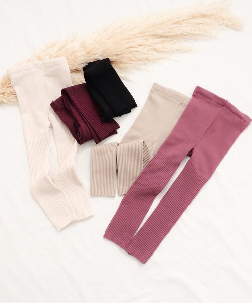 apres les cours（アプレレクール）の「ベーシックリブレギンス（レギンス/スパッツ・キッズ・ブラック/ベージュ/キナリ/ブラウン/ピンク・80/90/100/110/120/140）」の16枚目の写真