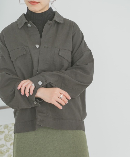 ITEMS URBANRESEARCH（アイテムズ アーバンリサーチ）の「コットンオーバージャケット（カバーオール・レディース・チャコールグレー/ベージュ・FREE）」の7枚目の写真