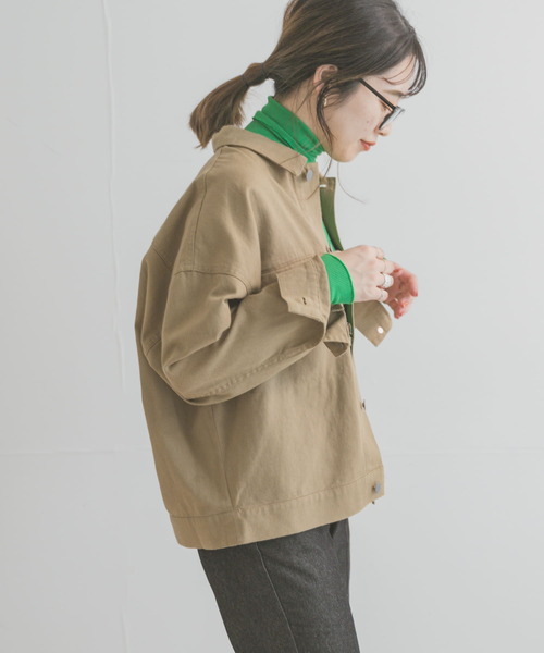 ITEMS URBANRESEARCH（アイテムズ アーバンリサーチ）の「コットンオーバージャケット（カバーオール・レディース・チャコールグレー/ベージュ・FREE）」の4枚目の写真