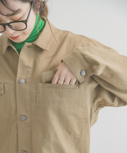 ITEMS URBANRESEARCH（アイテムズ アーバンリサーチ）の「コットンオーバージャケット（カバーオール・レディース・チャコールグレー/ベージュ・FREE）」の20枚目の写真