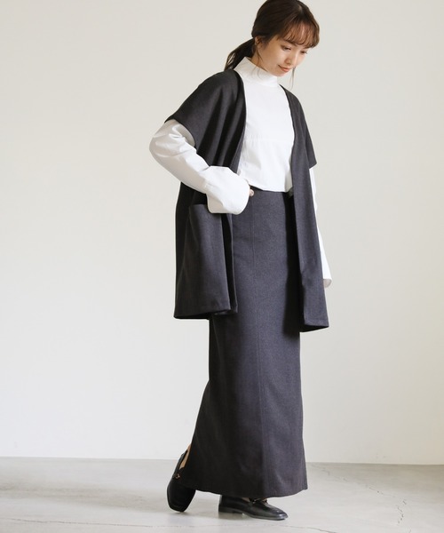 select MOCA(セレクトモカ)の「ヘリンボーンバックスリットタイトスカート(スカート・レディース・アイボリー/カーキ/グレー・SMALL/MEDIUM)」の5枚目の写真