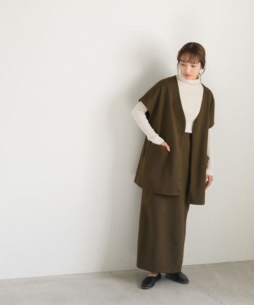 select MOCA(セレクトモカ)の「ヘリンボーンバックスリットタイトスカート(スカート・レディース・アイボリー/カーキ/グレー・SMALL/MEDIUM)」の4枚目の写真