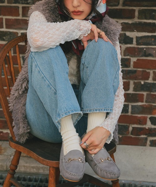 KOBE LETTUCE（コウベレタス）の「ビット付きファーモカシン（モカシン/デッキシューズ・レディース・ベージュ/グレー/ブラック/ダークブラウン/ブラウン系その他/ブラック系その他/ブラック系・L/LL/M/S）」の19枚目の写真