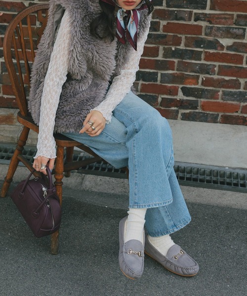 KOBE LETTUCE（コウベレタス）の「ビット付きファーモカシン（モカシン/デッキシューズ・レディース・ベージュ/グレー/ブラック/ダークブラウン/ブラウン系その他/ブラック系その他/ブラック系・L/LL/M/S）」の20枚目の写真