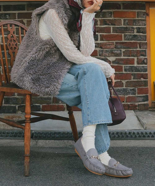 KOBE LETTUCE（コウベレタス）の「ビット付きファーモカシン（モカシン/デッキシューズ・レディース・ベージュ/グレー/ブラック/ダークブラウン/ブラウン系その他/ブラック系その他/ブラック系・L/LL/M/S）」の21枚目の写真