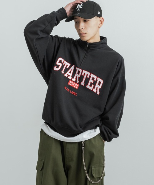 STARTER(スターター)の「STARTER 別注コラボ オーバーサイズ 裏起毛ブランドロゴ刺繍ハーフジップスウェット(スウェット・メンズ・ブラック/グレー/グリーン/グリーン系/杢グレー/ブラック系・M/L/XL)」の7枚目の写真