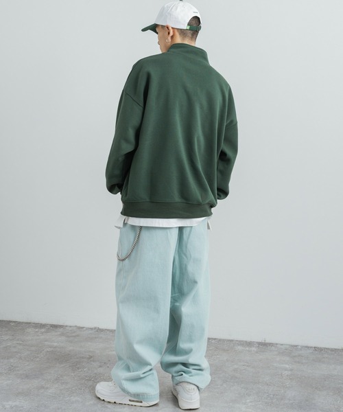 STARTER(スターター)の「STARTER 別注コラボ オーバーサイズ 裏起毛ブランドロゴ刺繍ハーフジップスウェット(スウェット・メンズ・ブラック/グレー/グリーン/グリーン系/杢グレー/ブラック系・M/L/XL)」の19枚目の写真