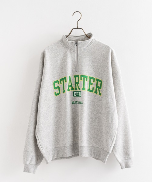 STARTER(スターター)の「STARTER 別注コラボ オーバーサイズ 裏起毛ブランドロゴ刺繍ハーフジップスウェット(スウェット・メンズ・ブラック/グレー/グリーン/グリーン系/杢グレー/ブラック系・M/L/XL)」の22枚目の写真
