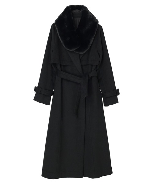 DURAS（デュラス）の「ファー付きウールレディコート（チェスターコート・レディース・ブラック/ブラウン/ベージュ・FREE）」の5枚目の写真