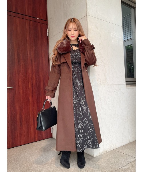 DURAS（デュラス）の「ファー付きウールレディコート（チェスターコート・レディース・ブラック/ブラウン/ベージュ・FREE）」の19枚目の写真