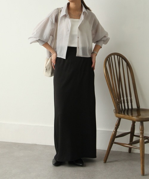 Chillfar（チルファー）の「ストライプシアーショートシャツ（シャツ/ブラウス・レディース・グリーン/ベージュ/パープル/ブルー/グレー・MEDIUM/LARGE）」の9枚目の写真