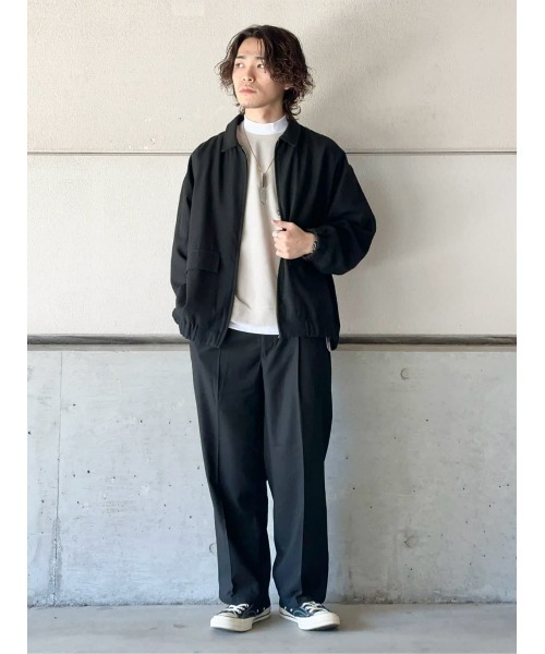 PLUS ONE（プラスワン）の「【PLUS ONE】TRワイドトラウザーイージー（スラックス・メンズ・ブラック/ブルー/ダークベージュ/ベージュ・L/M/XL）」の9枚目の写真