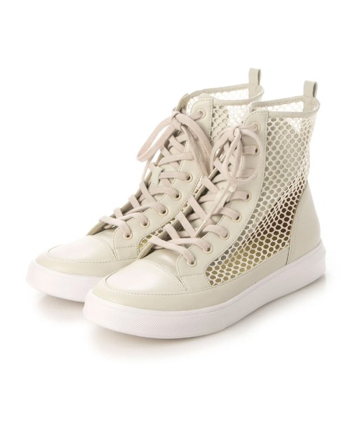 Lucida（ルシーダ）の「【Leo Minor/レオ ミノル】メッシュハイカットスニーカー（スニーカー・レディース・ホワイト/ベージュ/ブラック・35/36/37/38/39）」の10枚目の写真