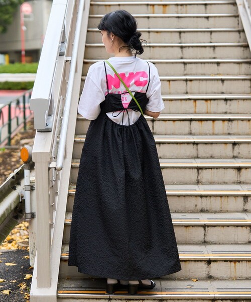 FREAK'S STORE(フリークスストア)の「フクレジャガードバックオープンキャミワンピース(ワンピース・レディース・ブラック/オフホワイト/ベージュ・フリ-)」の18枚目の写真