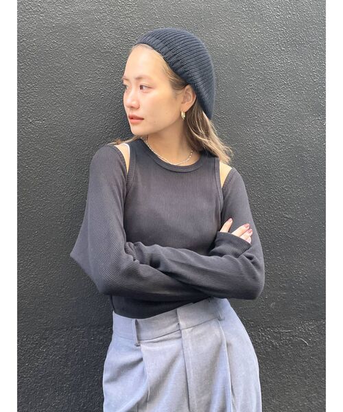 Ungrid（アングリッド）の「【WEB限定】レイヤードフィットロングスリーブTee（Tシャツ/カットソー・レディース・アイボリー/モカ/グリーン系その他/オレンジ/ブラック・FREE）」の3枚目の写真