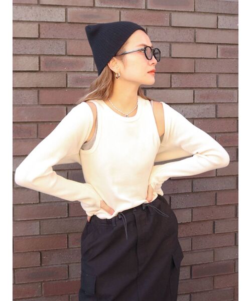 Ungrid（アングリッド）の「【WEB限定】レイヤードフィットロングスリーブTee（Tシャツ/カットソー・レディース・アイボリー/モカ/グリーン系その他/オレンジ/ブラック・FREE）」の11枚目の写真