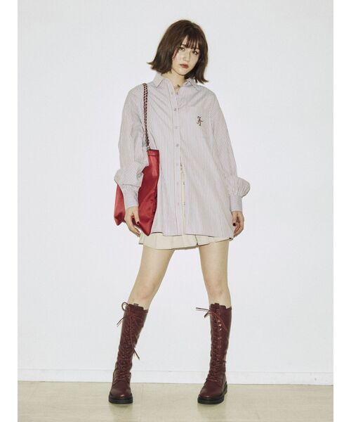 jouetie（ジュエティ）の「オーバーシャツ【ストライプ柄】（シャツ/ブラウス・レディース・オレンジ/ブルー/パープル・MEDIUM）」の5枚目の写真