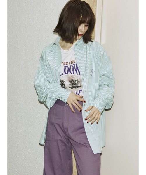 jouetie（ジュエティ）の「オーバーシャツ【ストライプ柄】（シャツ/ブラウス・レディース・オレンジ/ブルー/パープル・MEDIUM）」の20枚目の写真