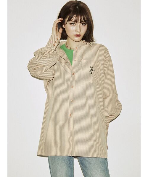 jouetie（ジュエティ）の「オーバーシャツ【ストライプ柄】（シャツ/ブラウス・レディース・オレンジ/ブルー/パープル・MEDIUM）」の13枚目の写真