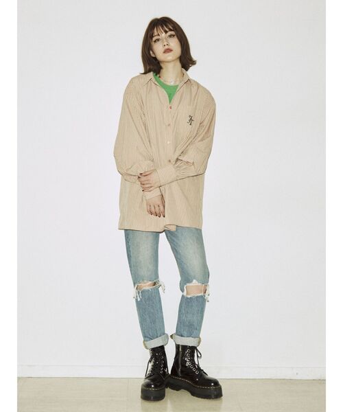 jouetie（ジュエティ）の「オーバーシャツ【ストライプ柄】（シャツ/ブラウス・レディース・オレンジ/ブルー/パープル・MEDIUM）」の17枚目の写真