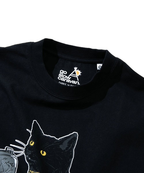 go slow caravan（ゴースローキャラバン）の「USA/C ホットサンド猫ロングスリーブTEE（Tシャツ/カットソー・メンズ・ナチュラル/ブラック・SMALL/MEDIUM/LARGE/X-LARGE）」の3枚目の写真