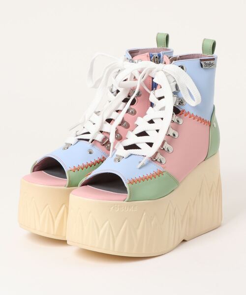 YOSUKE(ヨースケ)の「「YOSUKE/ヨースケ」厚底レースアップブーツサンダル(サンダル・レディース・ホワイト/マルチ/ブラック/ブラック系その他・22.5/23/23.5/24/24.5)」の1枚目の写真