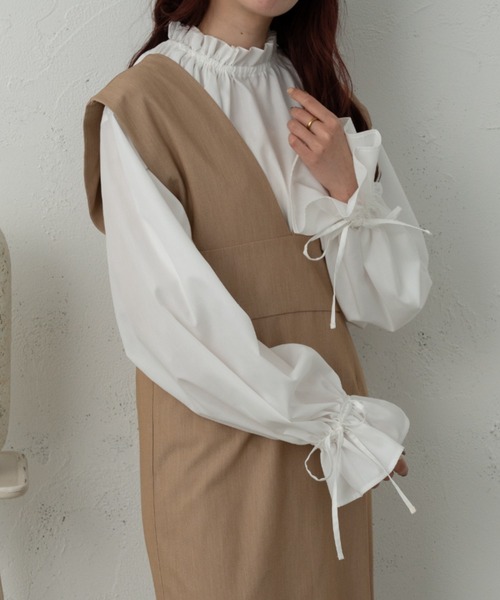 Ambre Ciel（アンブルシエル）の「マルチウェイギャザーブラウス／【WEB/EC限定商品】（シャツ/ブラウス・レディース・ライトベージュ/オフホワイト・FREE）」の10枚目の写真