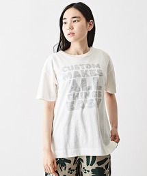 TOBILA | 綿麻天竺ロゴプリント半袖クルーネックTシャツ(Tシャツ/カットソー)