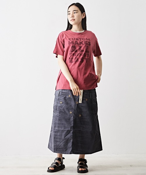 TOBILA（トビラ）の「綿麻天竺ロゴプリント半袖クルーネックTシャツ（Tシャツ/カットソー・レディース・スミクロ/ピンク/ブラウン/ホワイト・M）」の19枚目の写真