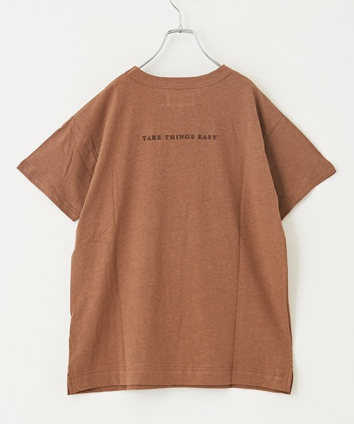 TOBILA（トビラ）の「綿麻天竺ロゴプリント半袖クルーネックTシャツ（Tシャツ/カットソー・レディース・スミクロ/ピンク/ブラウン/ホワイト・M）」の21枚目の写真