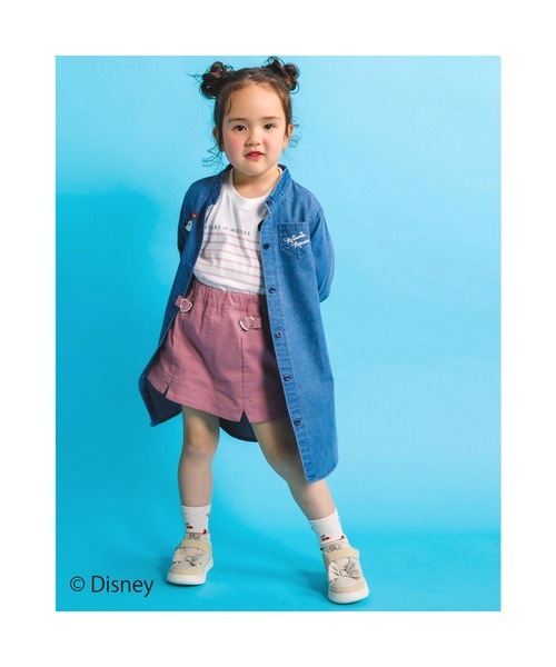 SLAP SLIP(スラップスリップ)の「SLAPSLIP/【Disney】ミッキーマウス/ミニーマウス/デニムチェック柄ワンピース/ディズニー(80~130cm)(ワンピース・キッズ・ブルー/ホワイト系その他・120/80/130/90/110/100)」の3枚目の写真