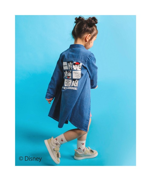 SLAP SLIP(スラップスリップ)の「SLAPSLIP/【Disney】ミッキーマウス/ミニーマウス/デニムチェック柄ワンピース/ディズニー(80~130cm)(ワンピース・キッズ・ブルー/ホワイト系その他・120/80/130/90/110/100)」の6枚目の写真