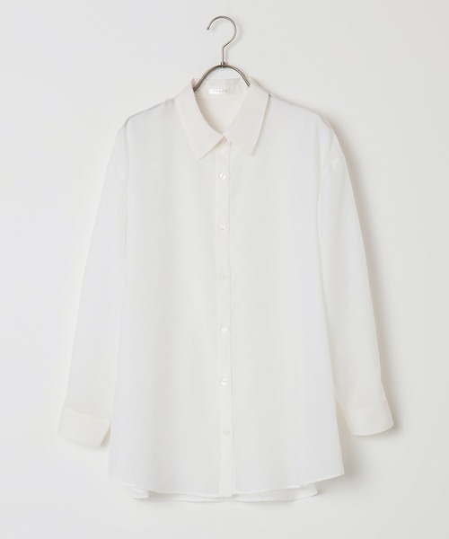 Honeys（ハニーズ）の「シアーシャツ（シャツ/ブラウス・レディース・ラベンダー/ブラック/ホワイト/ライトカーキ/グレイッシュベージュ/イエロー/ブルー/ローズ系/モカ・L/S/M）」の18枚目の写真