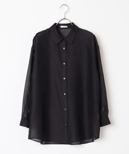 Honeys（ハニーズ）の「シアーシャツ（シャツ/ブラウス・レディース・ラベンダー/ブラック/ホワイト/ライトカーキ/グレイッシュベージュ/イエロー/ブルー/ローズ系/モカ・L/S/M）」の22枚目の写真