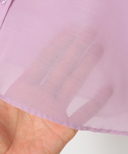 Honeys（ハニーズ）の「シアーシャツ（シャツ/ブラウス・レディース・ラベンダー/ブラック/ホワイト/ライトカーキ/グレイッシュベージュ/イエロー/ブルー/ローズ系/モカ・L/S/M）」の20枚目の写真