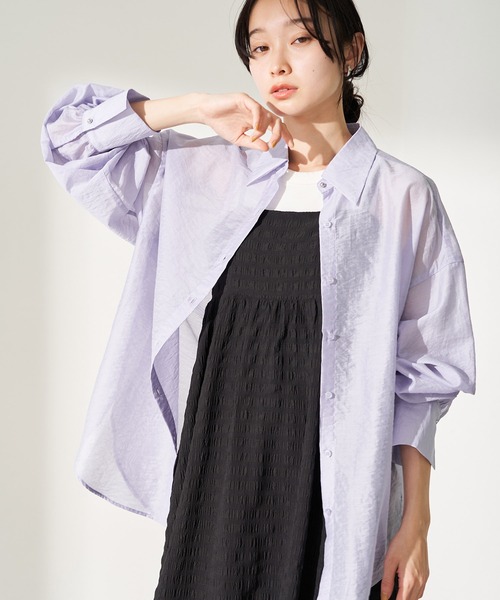 VIS(ビス)の「オーバーサイズシンプルシアーシャツ(シャツ/ブラウス・レディース・ホワイト/ブラック/サックスブルー/ベージュ系その他3・FREE)」の4枚目の写真