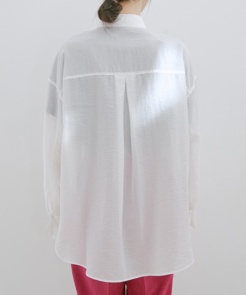 VIS(ビス)の「オーバーサイズシンプルシアーシャツ(シャツ/ブラウス・レディース・ホワイト/ブラック/サックスブルー/ベージュ系その他3・FREE)」の21枚目の写真