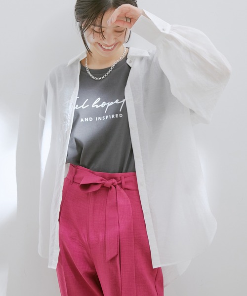 VIS(ビス)の「オーバーサイズシンプルシアーシャツ(シャツ/ブラウス・レディース・ホワイト/ブラック/サックスブルー/ベージュ系その他3・FREE)」の14枚目の写真