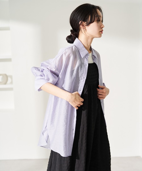 VIS(ビス)の「オーバーサイズシンプルシアーシャツ(シャツ/ブラウス・レディース・ホワイト/ブラック/サックスブルー/ベージュ系その他3・FREE)」の7枚目の写真