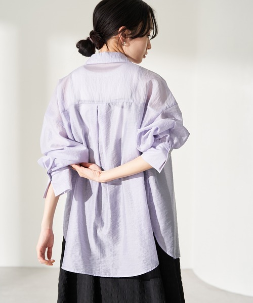 VIS(ビス)の「オーバーサイズシンプルシアーシャツ(シャツ/ブラウス・レディース・ホワイト/ブラック/サックスブルー/ベージュ系その他3・FREE)」の8枚目の写真