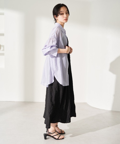 VIS(ビス)の「オーバーサイズシンプルシアーシャツ(シャツ/ブラウス・レディース・ホワイト/ブラック/サックスブルー/ベージュ系その他3・FREE)」の9枚目の写真